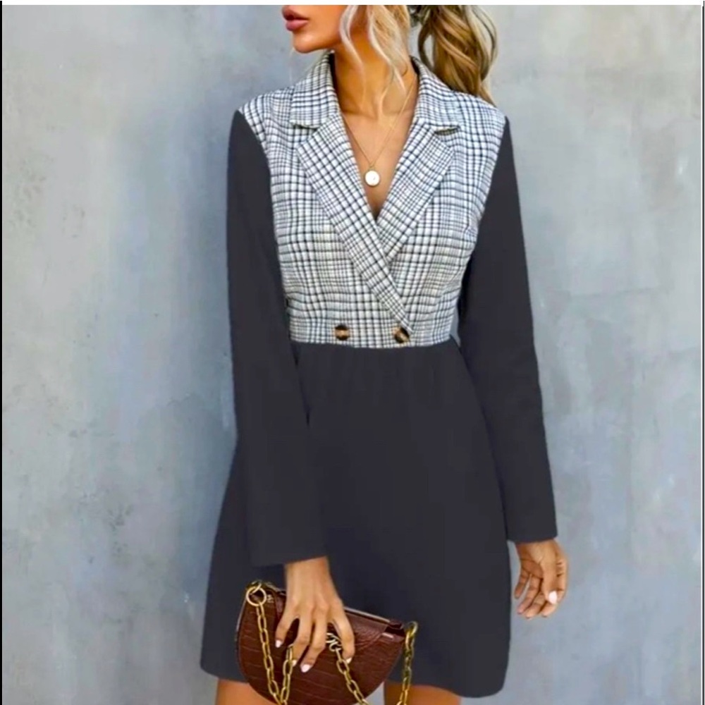 The Marisa Black & white Plaid Dress